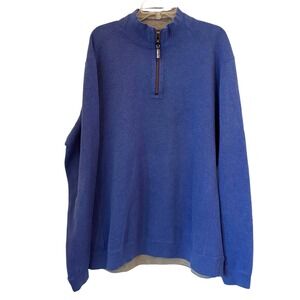 Tommy Bahama Reversible 1/4 Zip Pullover Sweatshirt Blue Gray Men XL Mock Collar